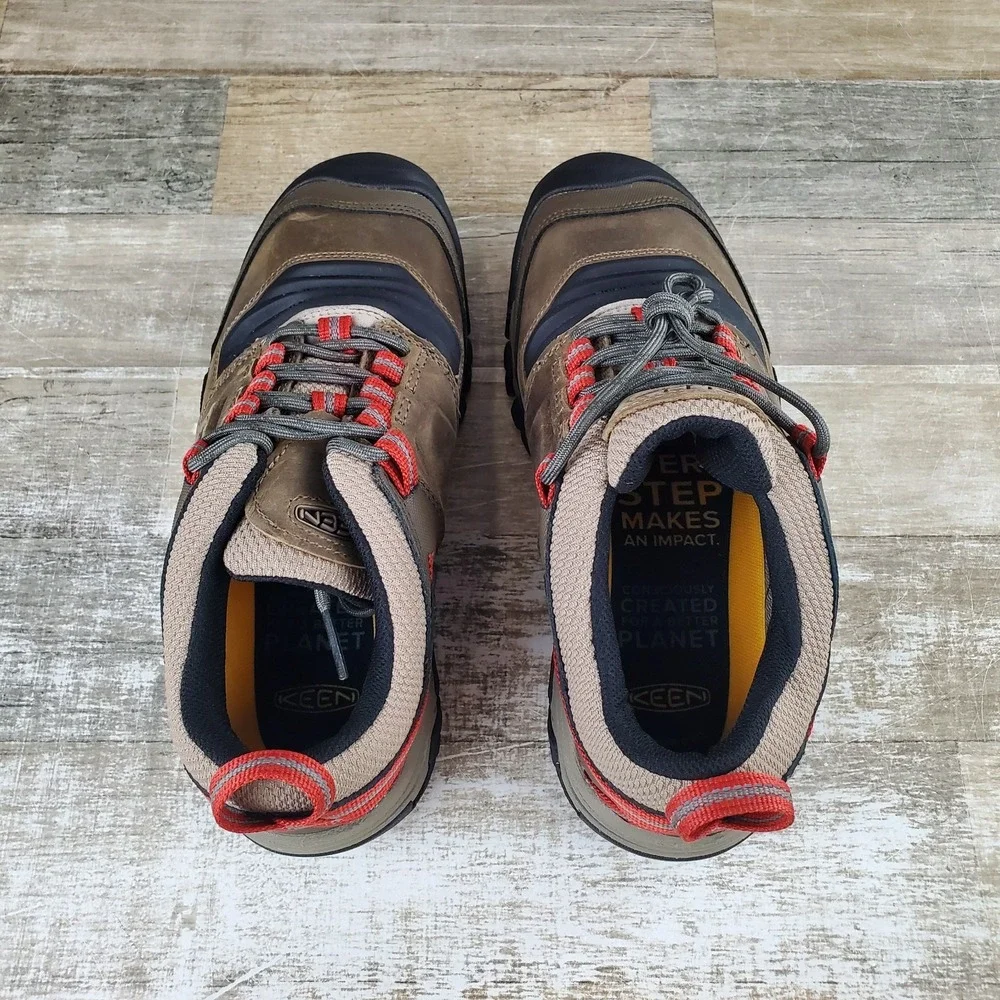 Keen Ridge Flex Mens Hiking Boot 9 Timberwolf Ketchup Lace-Up Low Top Waterproof